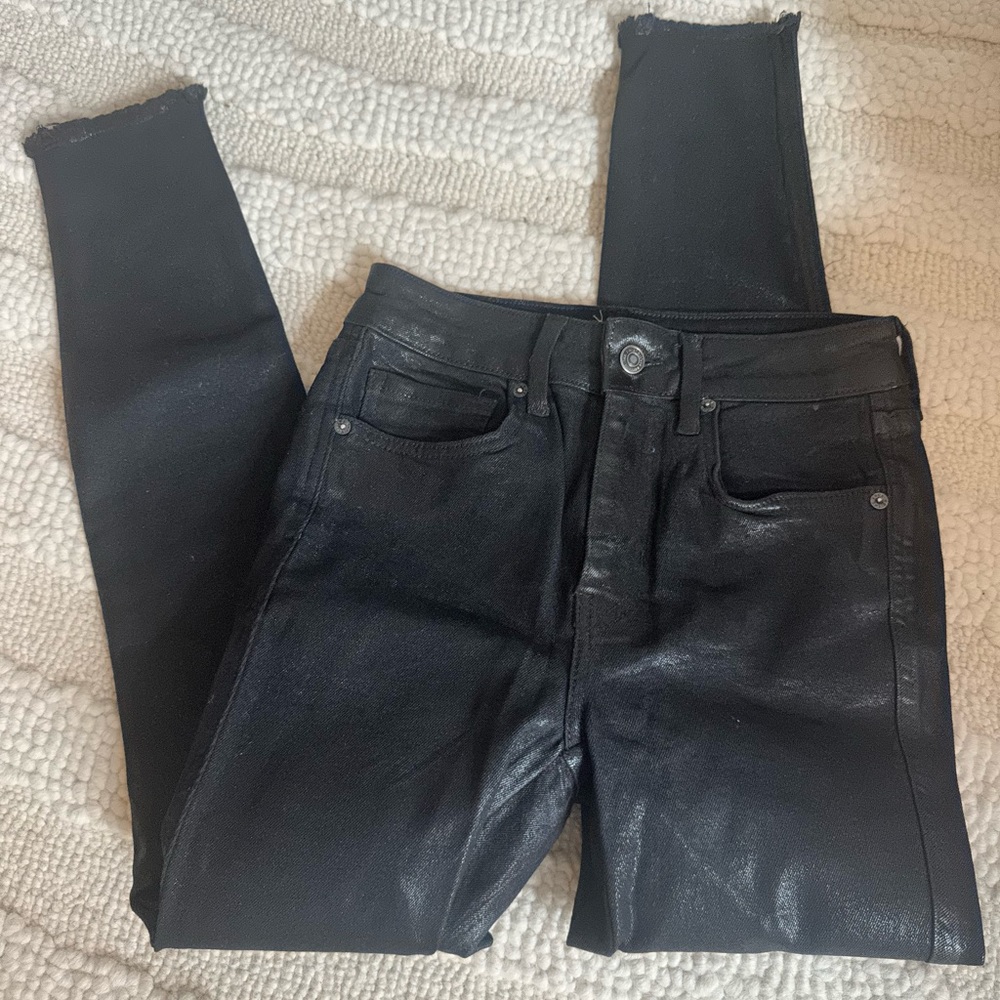 Free People Women's Black Coated Skinny Jeans